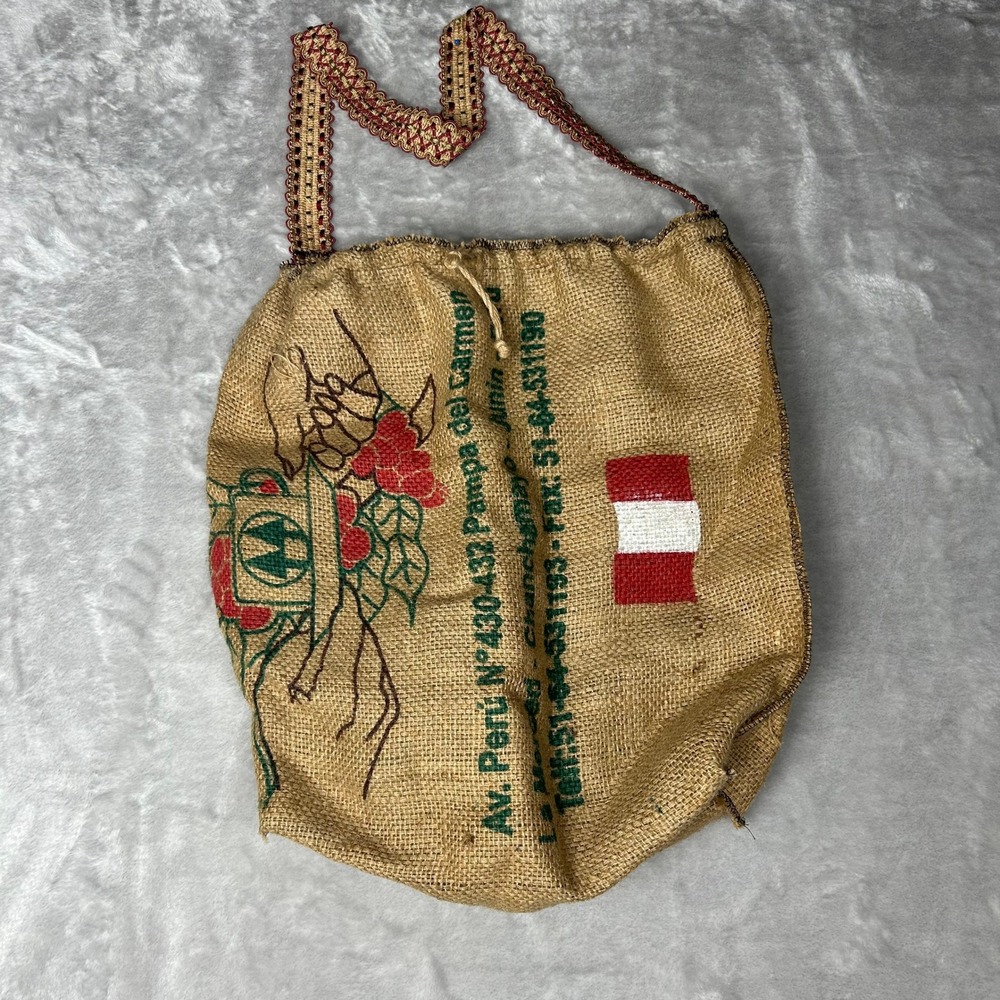 Handmade Upcycled‎ Coffee Sack Bag Shoulder Bag Peruvian purse